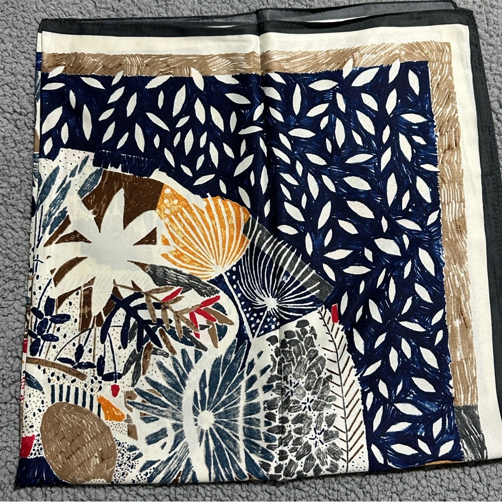 Vintage Style 100% Silk Scarf 36” x 36” Multicolor Floral Print – New Arrivals
